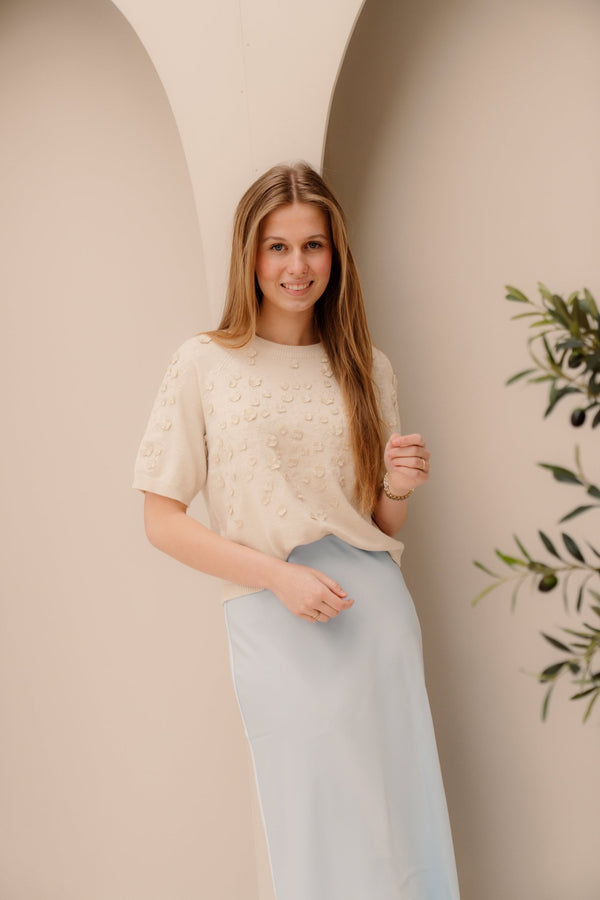 Objniko S/S RE Pullover 144 birch melange - Bij Keesje - Object - sweater