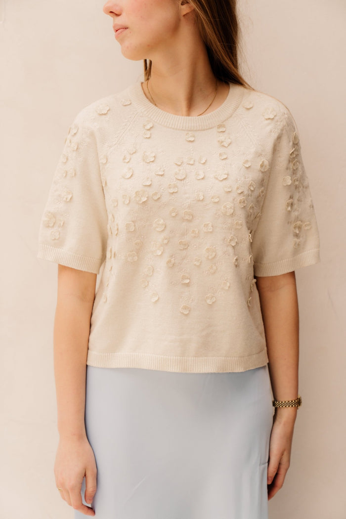 Objniko S/S RE Pullover 144 birch melange - Bij Keesje - Object - sweater