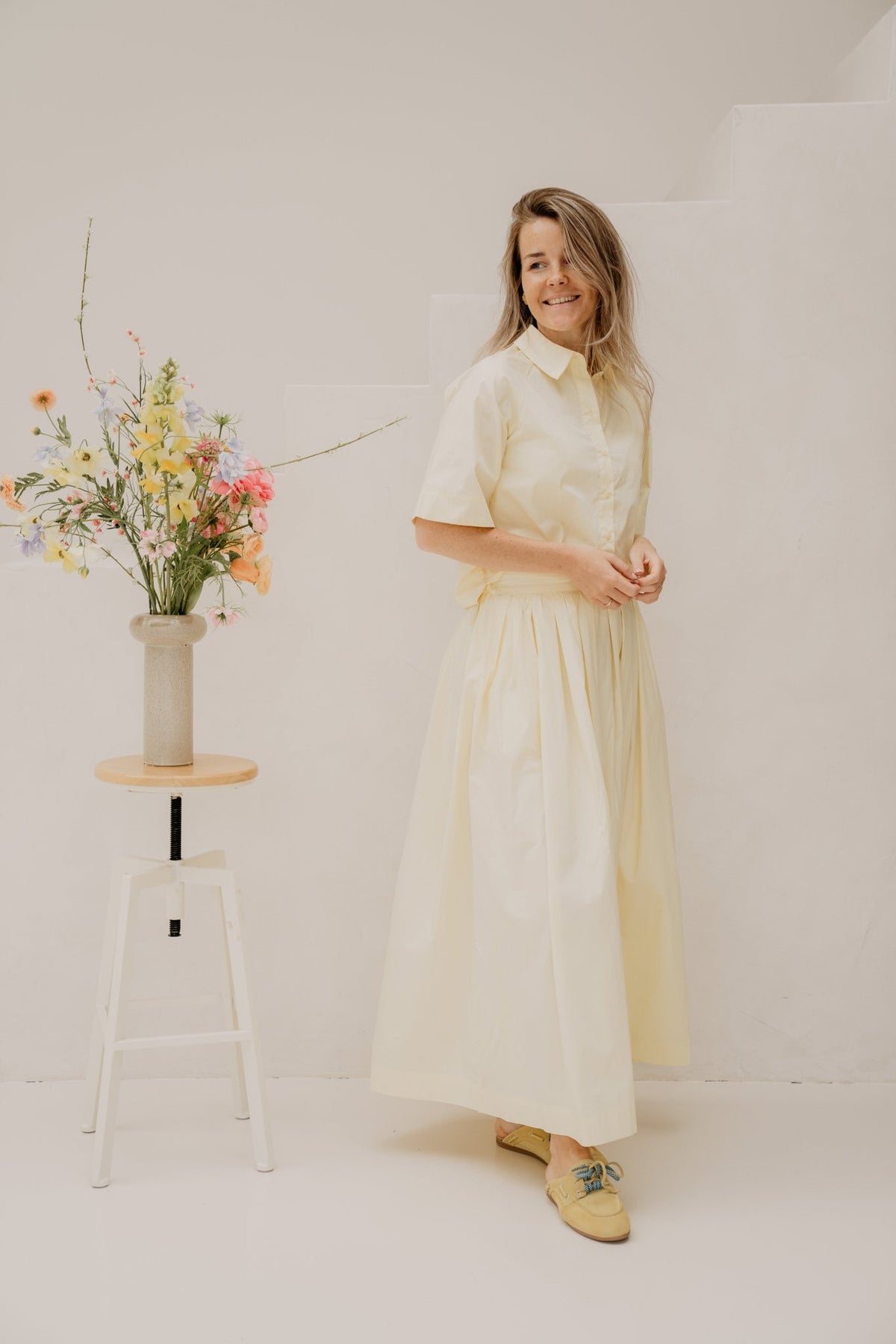 Objpaige HW Skirt Rep Pastel Yellow - Bij Keesje - Object - Rokken