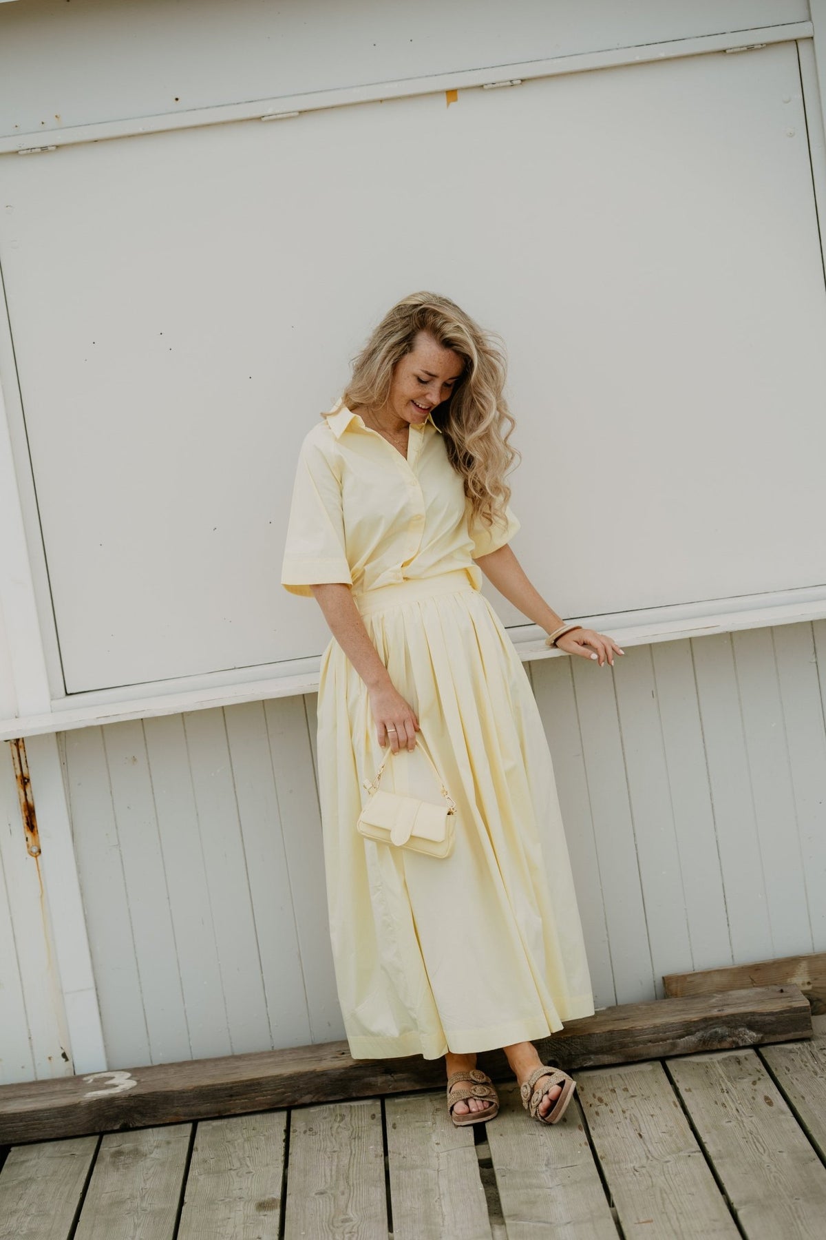 Objpaige HW Skirt Rep Pastel Yellow - Bij Keesje - Object - Rokken