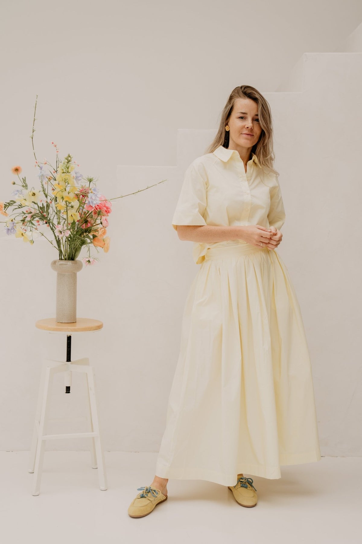 Objpaige HW Skirt Rep Pastel Yellow - Bij Keesje - Object - Rokken