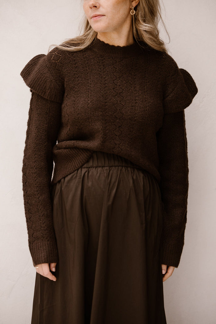 Objpaola lo knit pullover seal brown - Bij Keesje - Object