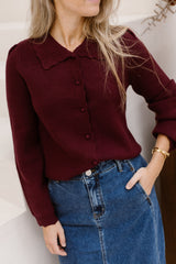 Objparya thess knit cardigan windsor wine