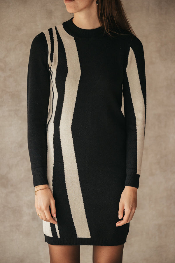 Objray knit dress black zigzag - Bij Keesje