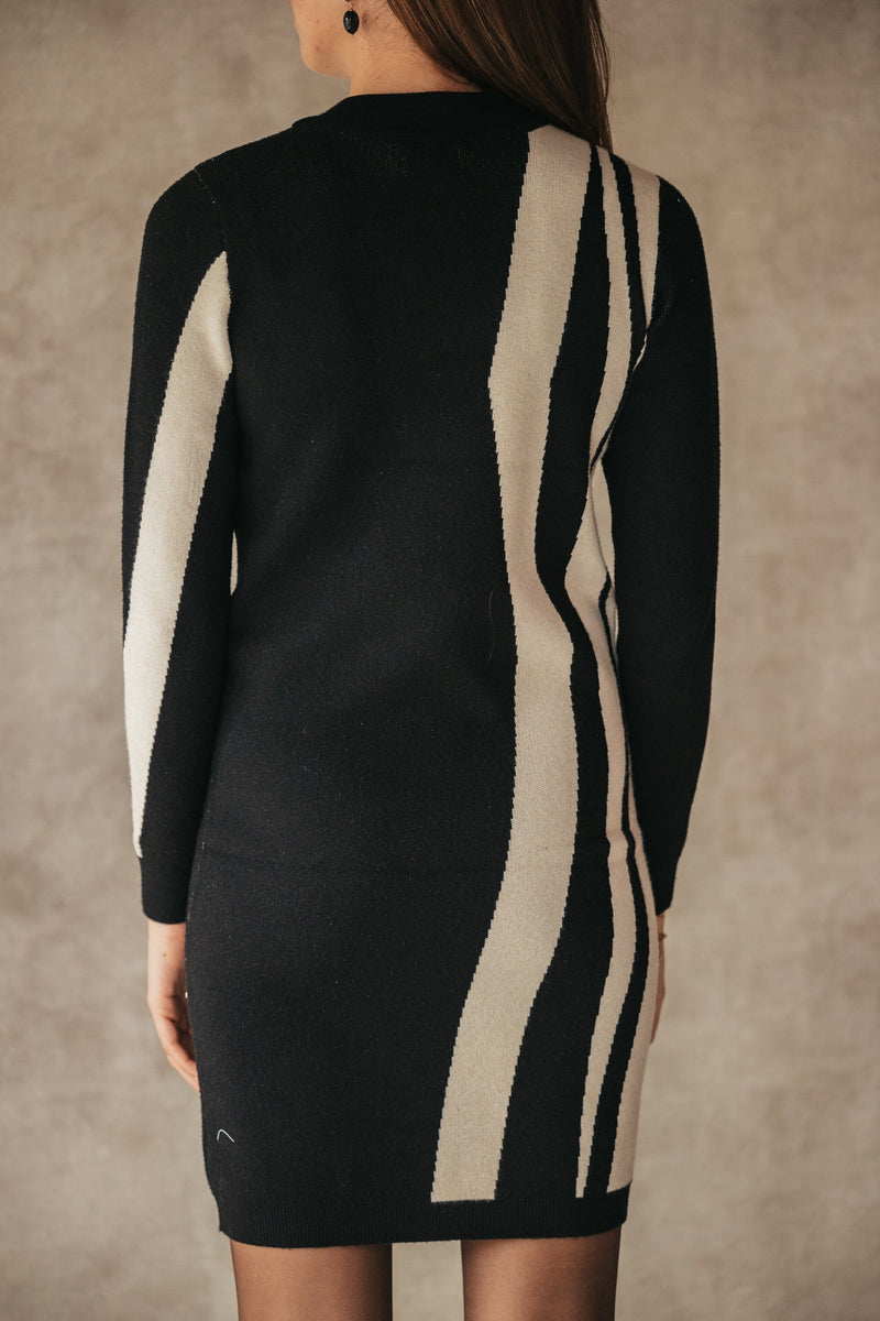 Objray knit dress black zigzag - Bij Keesje