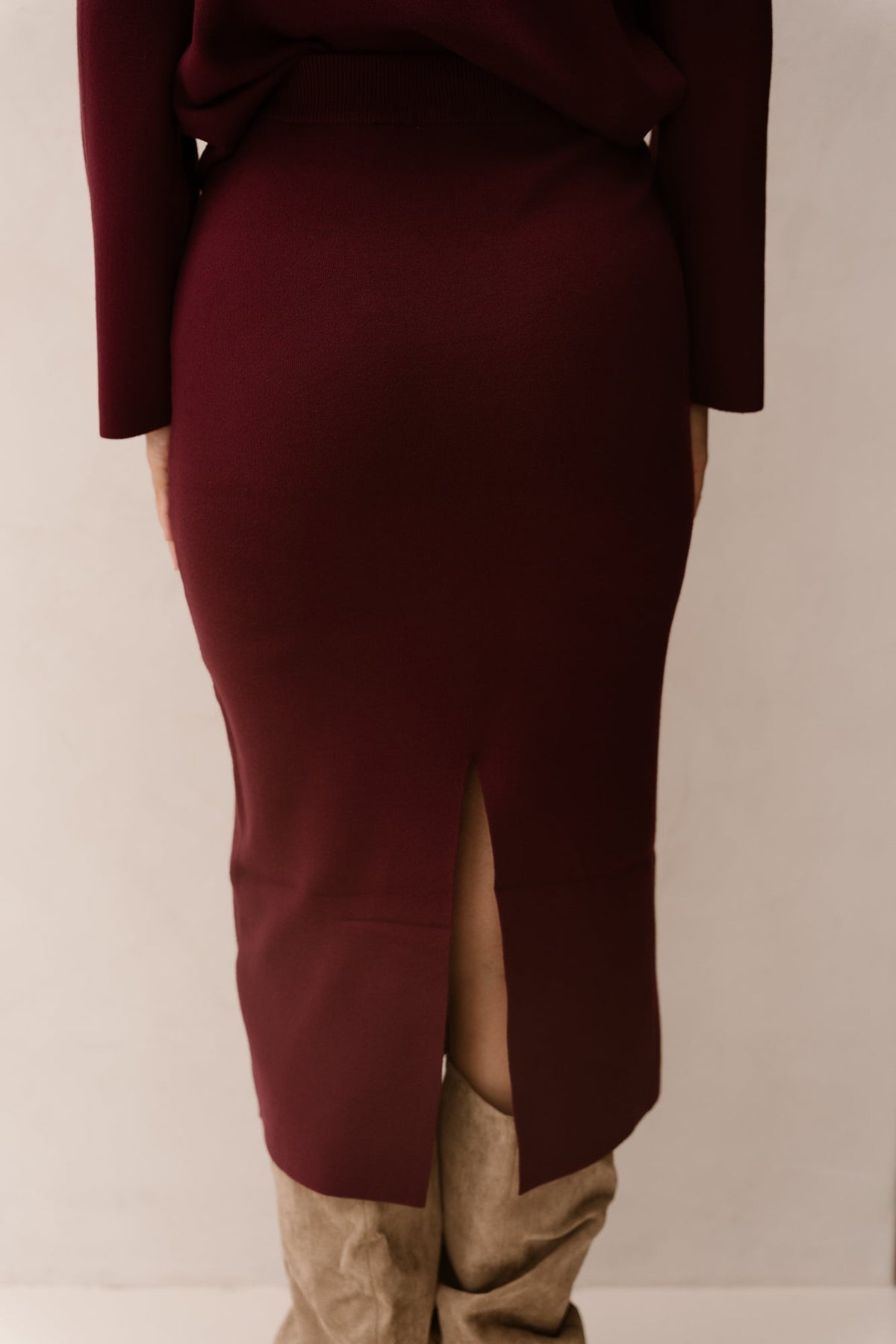 Objreynard knit skirt windsor wine - Bij Keesje - Object - rok