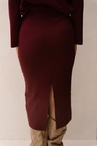 Objreynard knit skirt windsor wine - Bij Keesje - Object - rok