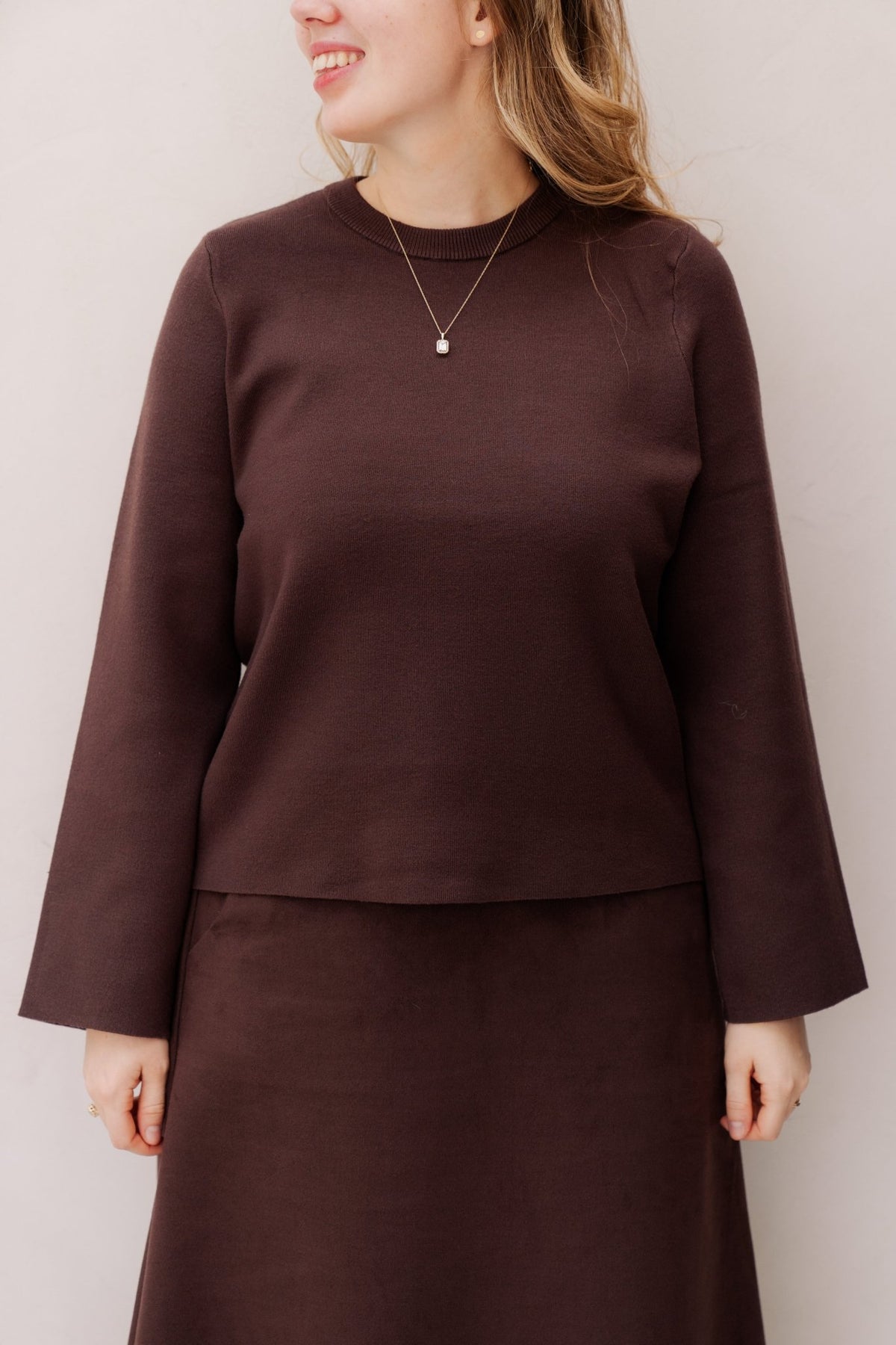 Objreynard o - neck pullover noos seal brown - Bij Keesje - Object