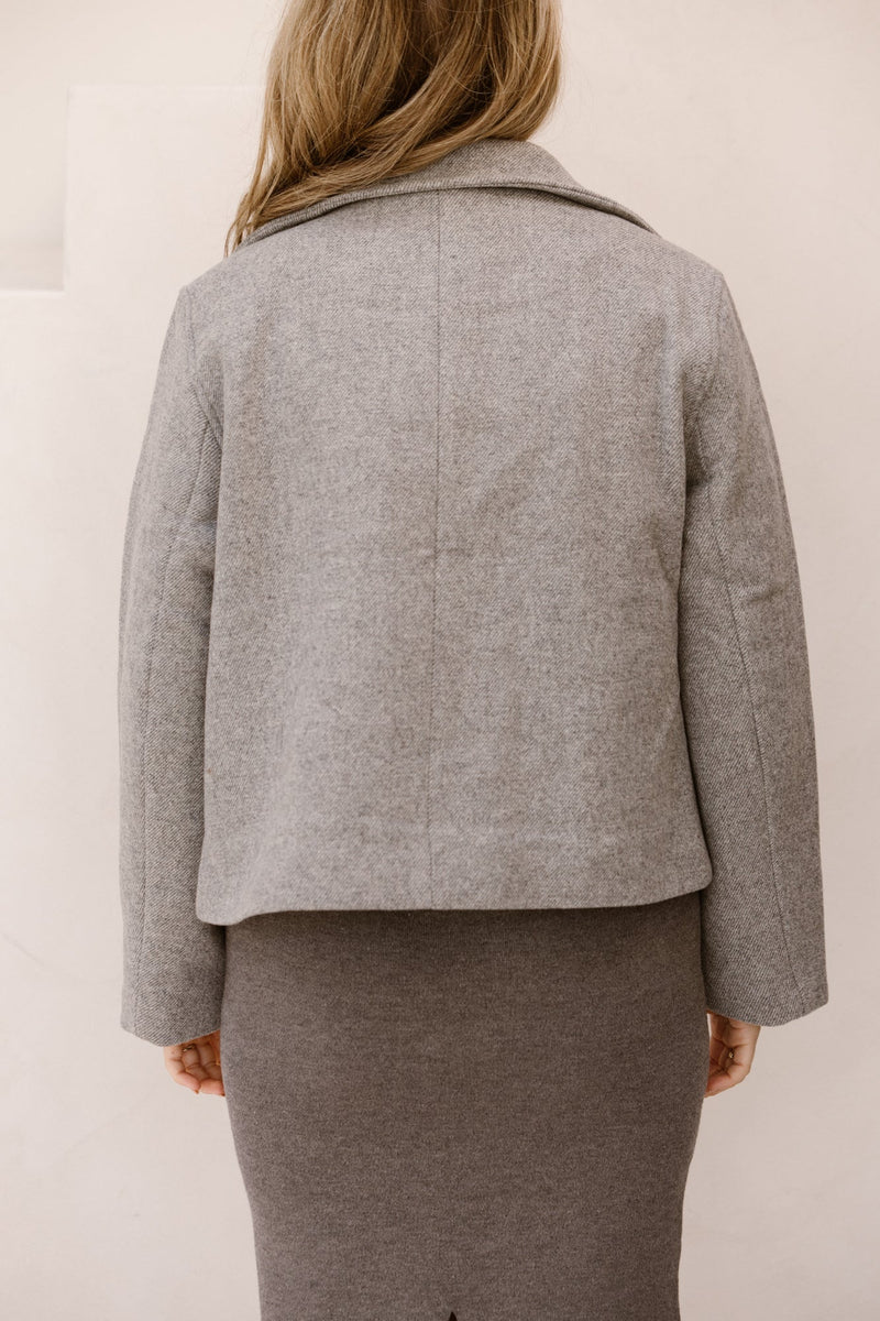 Objriki re short jacket noos medium grey melange - Bij Keesje - Object