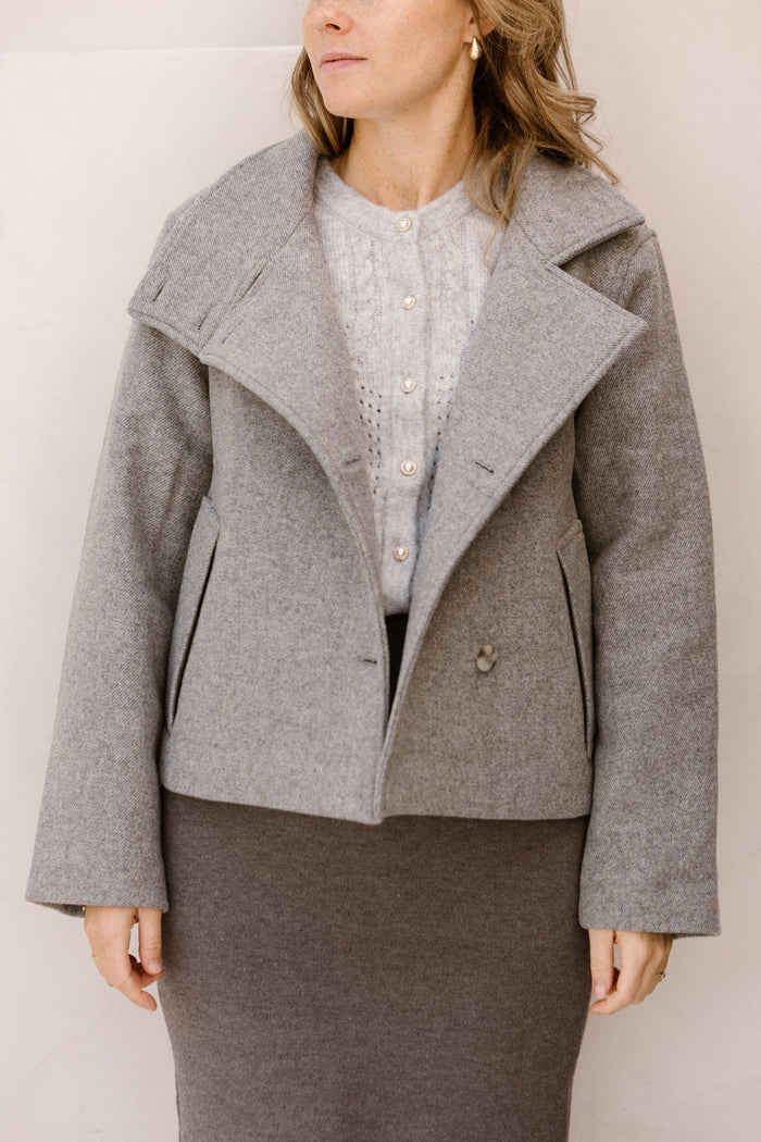 Objriki re short jacket noos medium grey melange - Bij Keesje - Object