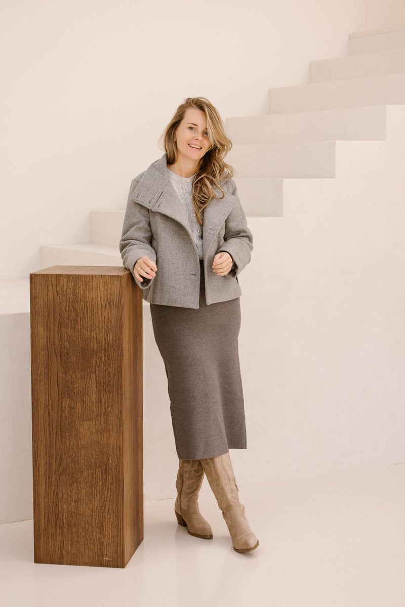 Objriki re short jacket noos medium grey melange - Bij Keesje - Object