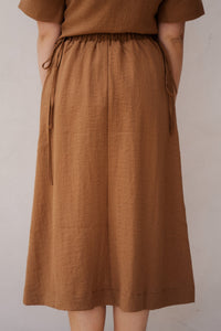 Objrini midi skirt toasted coconut - Bij Keesje - Object - Rok