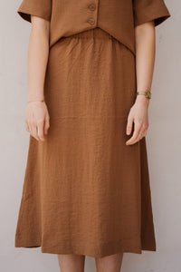 Objrini midi skirt toasted coconut - Bij Keesje - Object - Rok