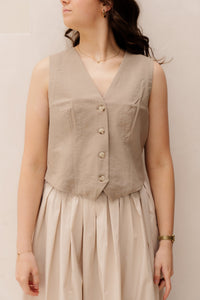 Objrini RE Waistoat noos Desert Taupe - Bij Keesje - Object - Gilet