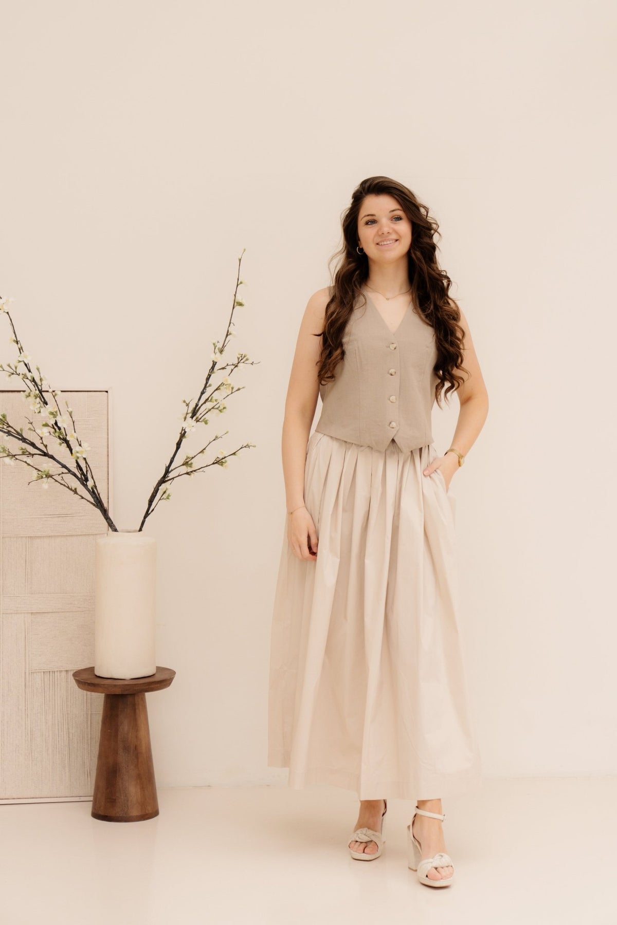 Objrini RE Waistoat noos Desert Taupe - Bij Keesje - Object - Gilet