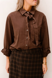 Objrosie L/S Re Shirt Noos Seal Brown - Bij Keesje - Object - jas