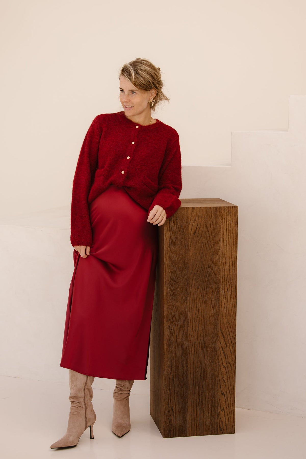 Objsaggia knit cardigan bordeaux - Bij Keesje - Object