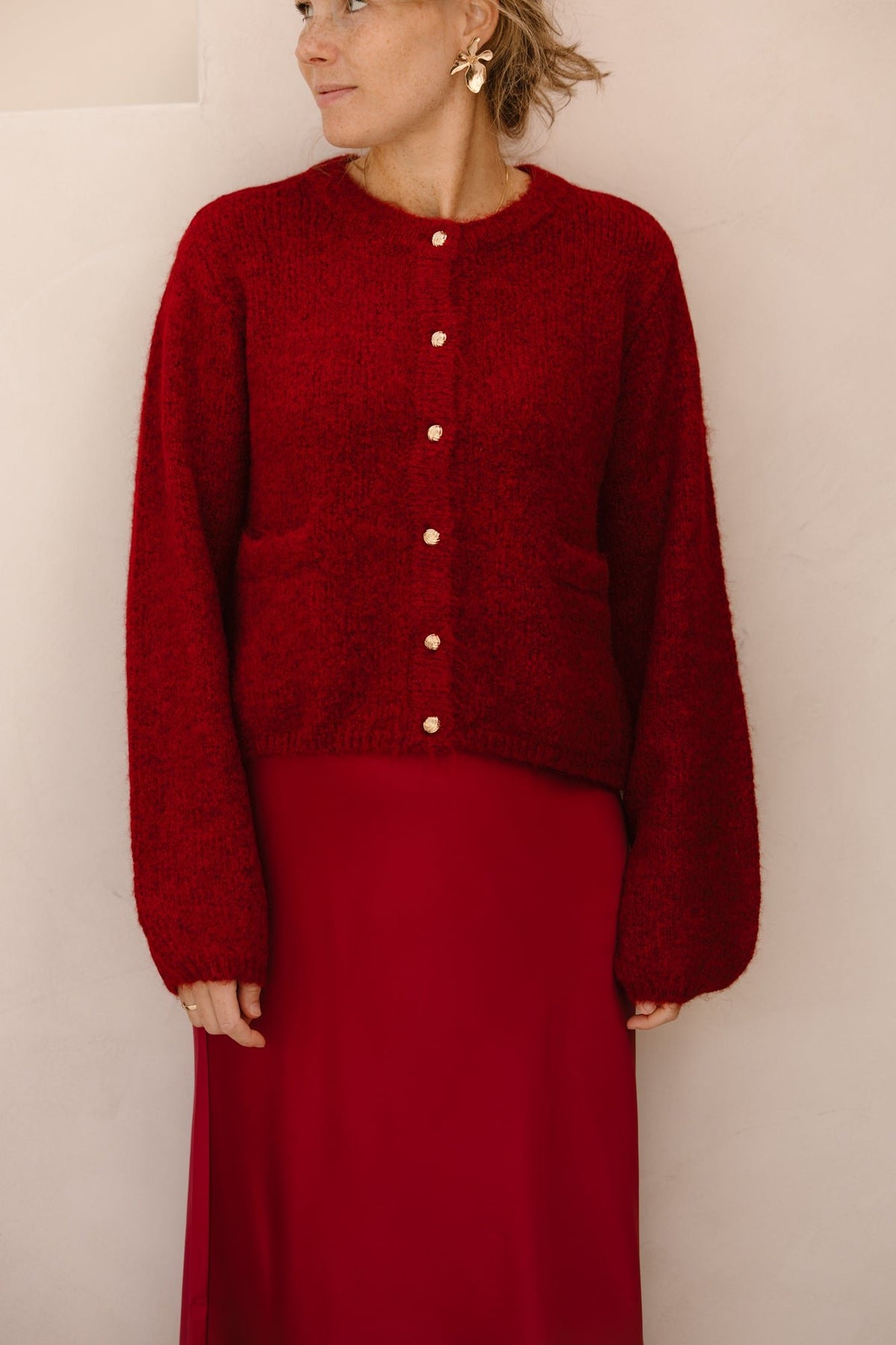 Objsaggia knit cardigan bordeaux - Bij Keesje - Object