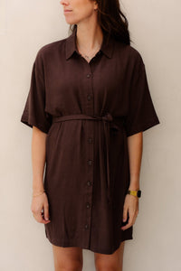 Objsanne 2/4 LO Shirt Dress Noos Seal Brown - Bij Keesje - Object - Jurk