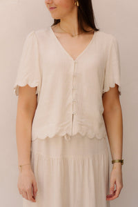 Objsanne 2/4 LO V - Neck Top Noos Sandshell - Bij Keesje - Object - top