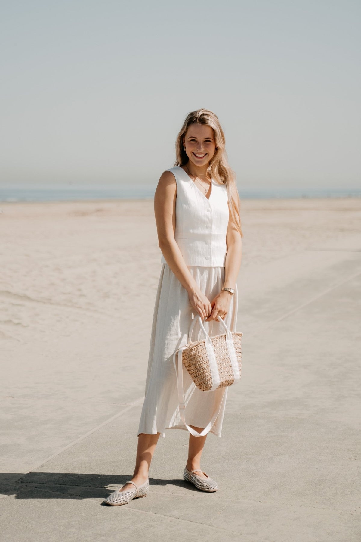 Objsanne lo strap dress div sandshell - Bij Keesje - Object - Jurk