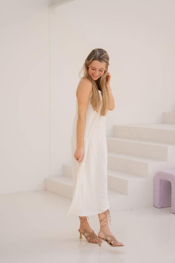 Objsanne lo strap dress div sandshell - Bij Keesje - Object - Jurk