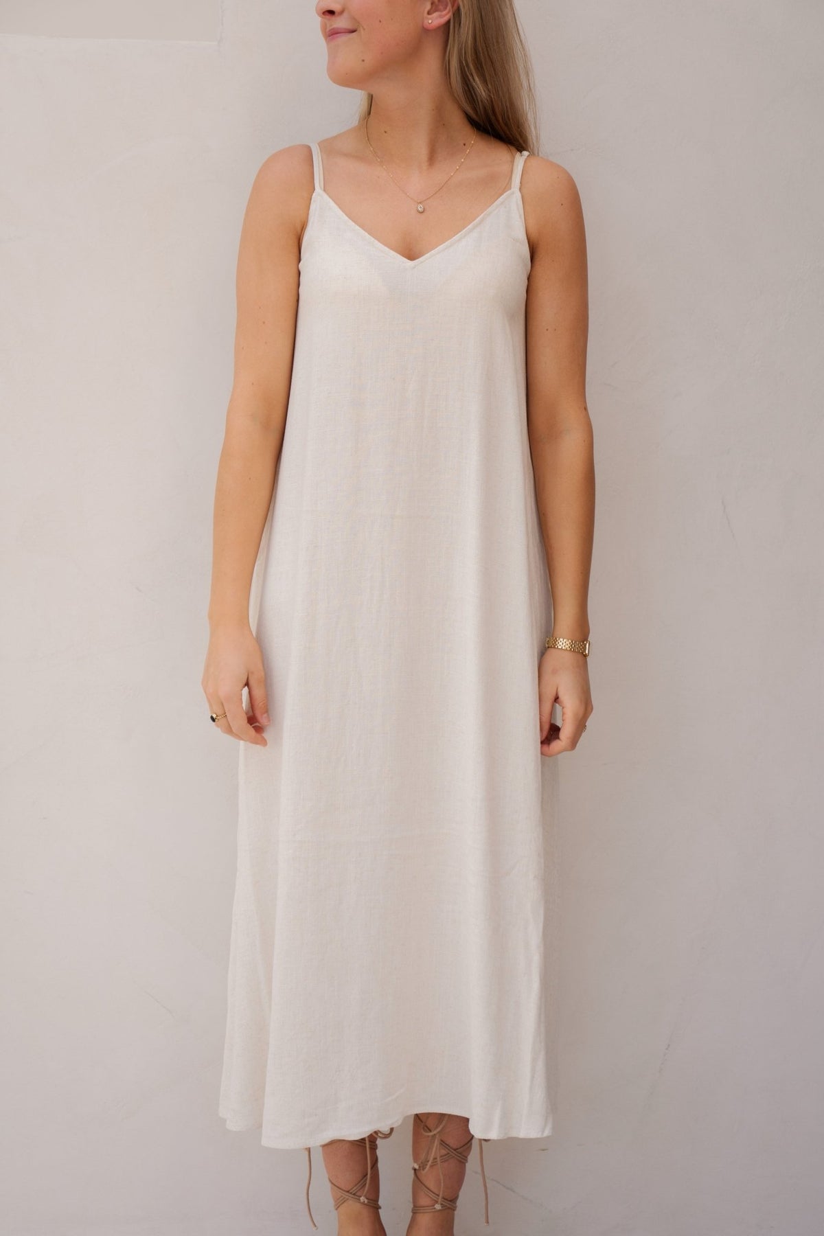 Objsanne lo strap dress div sandshell - Bij Keesje - Object - Jurk