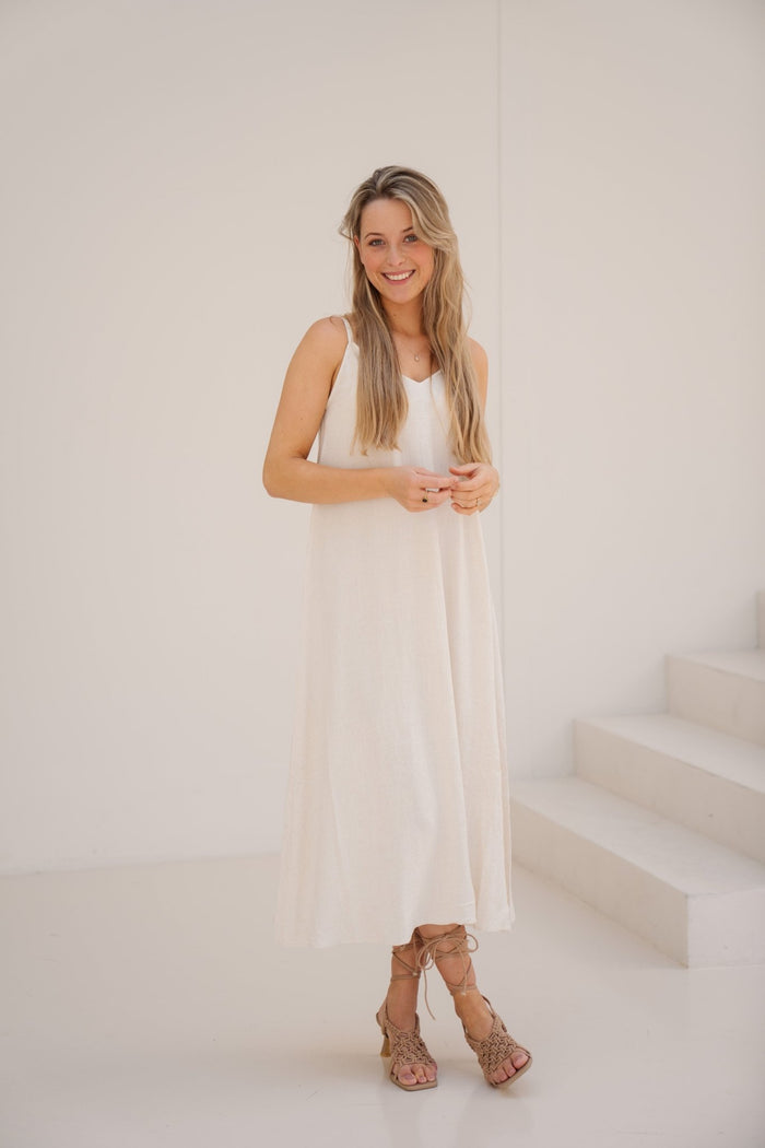 Objsanne lo strap dress div sandshell - Bij Keesje - Object - Jurk