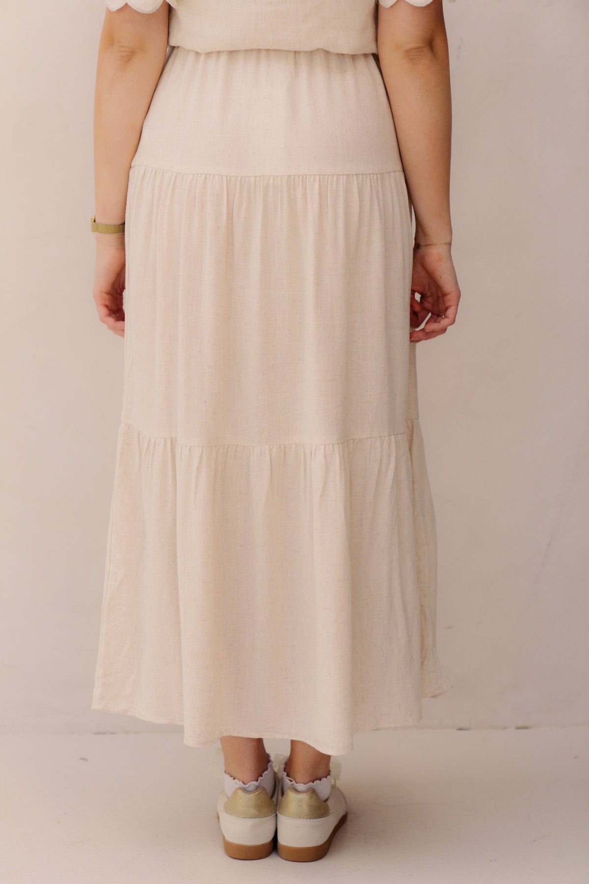 Objsanne MW Long Layer Skirt Noos Sandshell - Bij Keesje - Object - rok