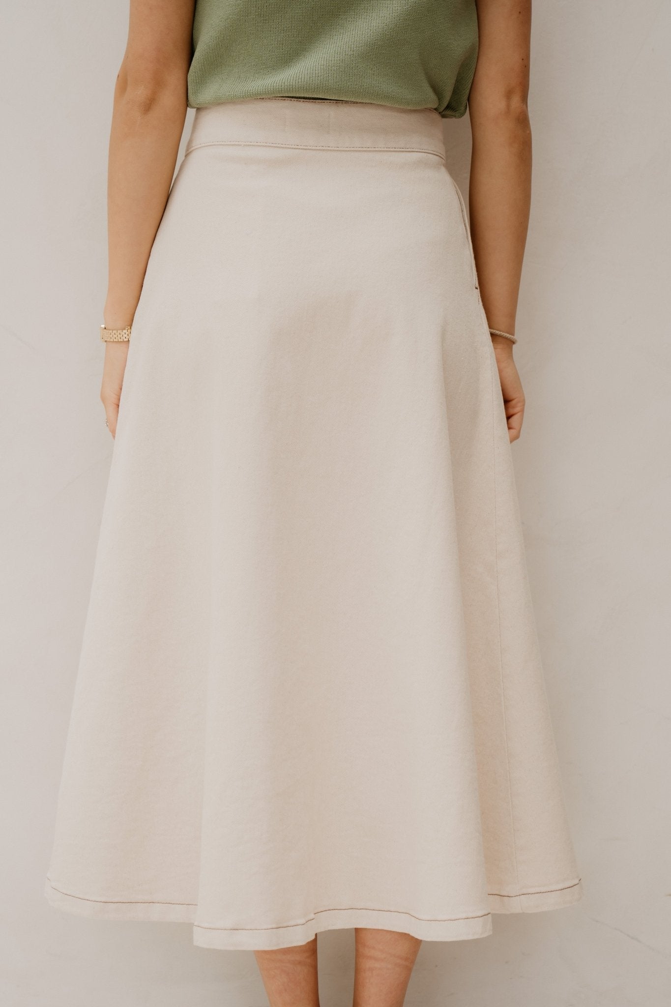 Objsina MW Long Denim Skirt Beige - Bij Keesje - Object - rok