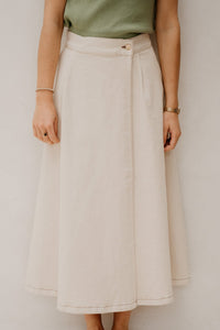 Objsina MW Long Denim Skirt Beige - Bij Keesje - Object - rok