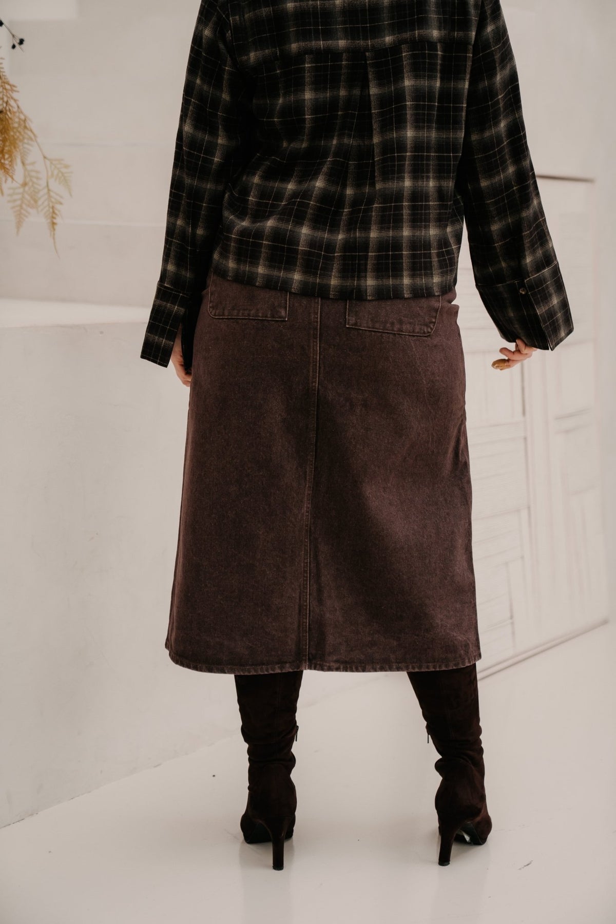Objsuffi midi denim skirt Seal brown - Bij Keesje - Object - Rok