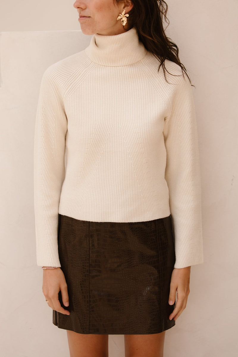 Objviola LS rollneck knit noos white sand - Bij Keesje - Object