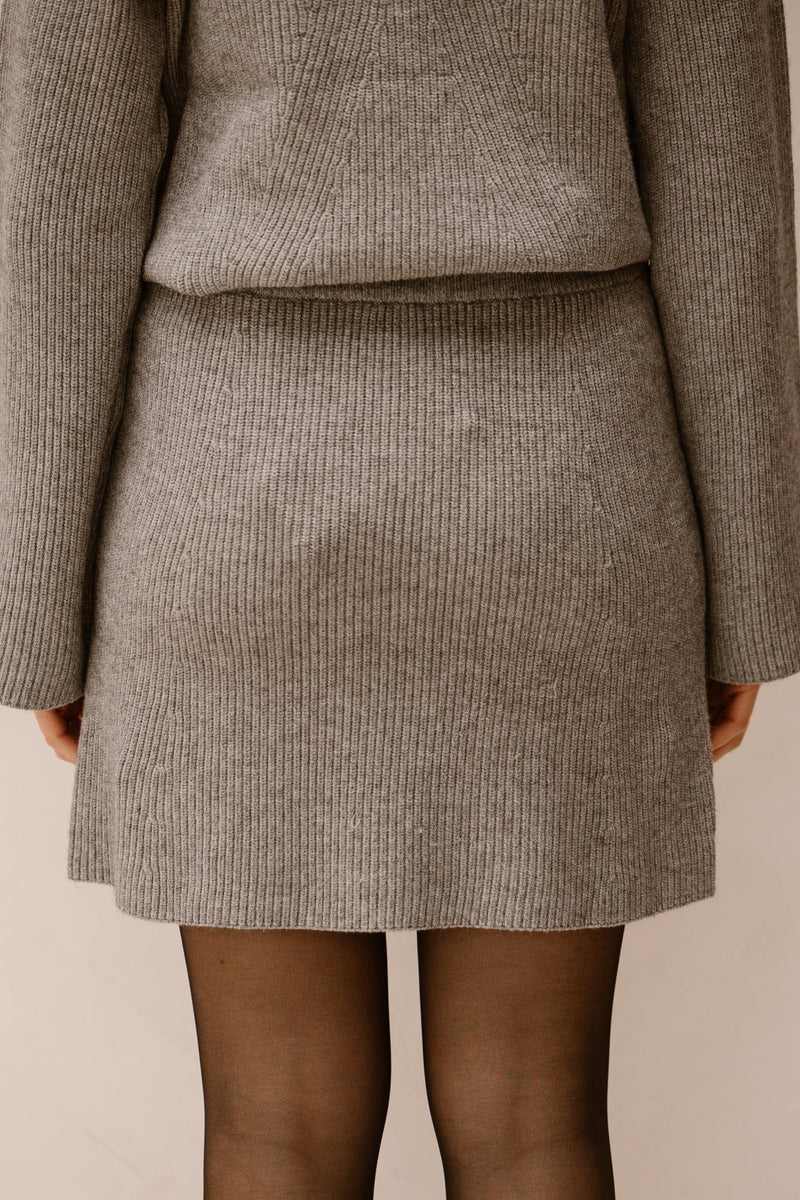 Objviola MW RE short knit skirt noos medium grey melange - Bij Keesje - Object