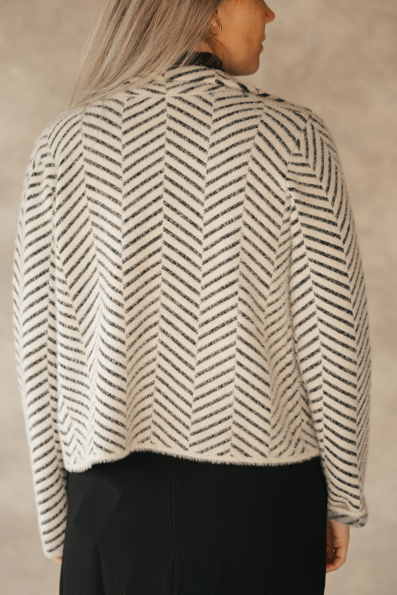 Objwegas jacket stripes black/sand - Bij Keesje