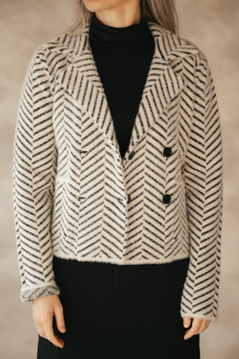 Objwegas jacket stripes black/sand - Bij Keesje