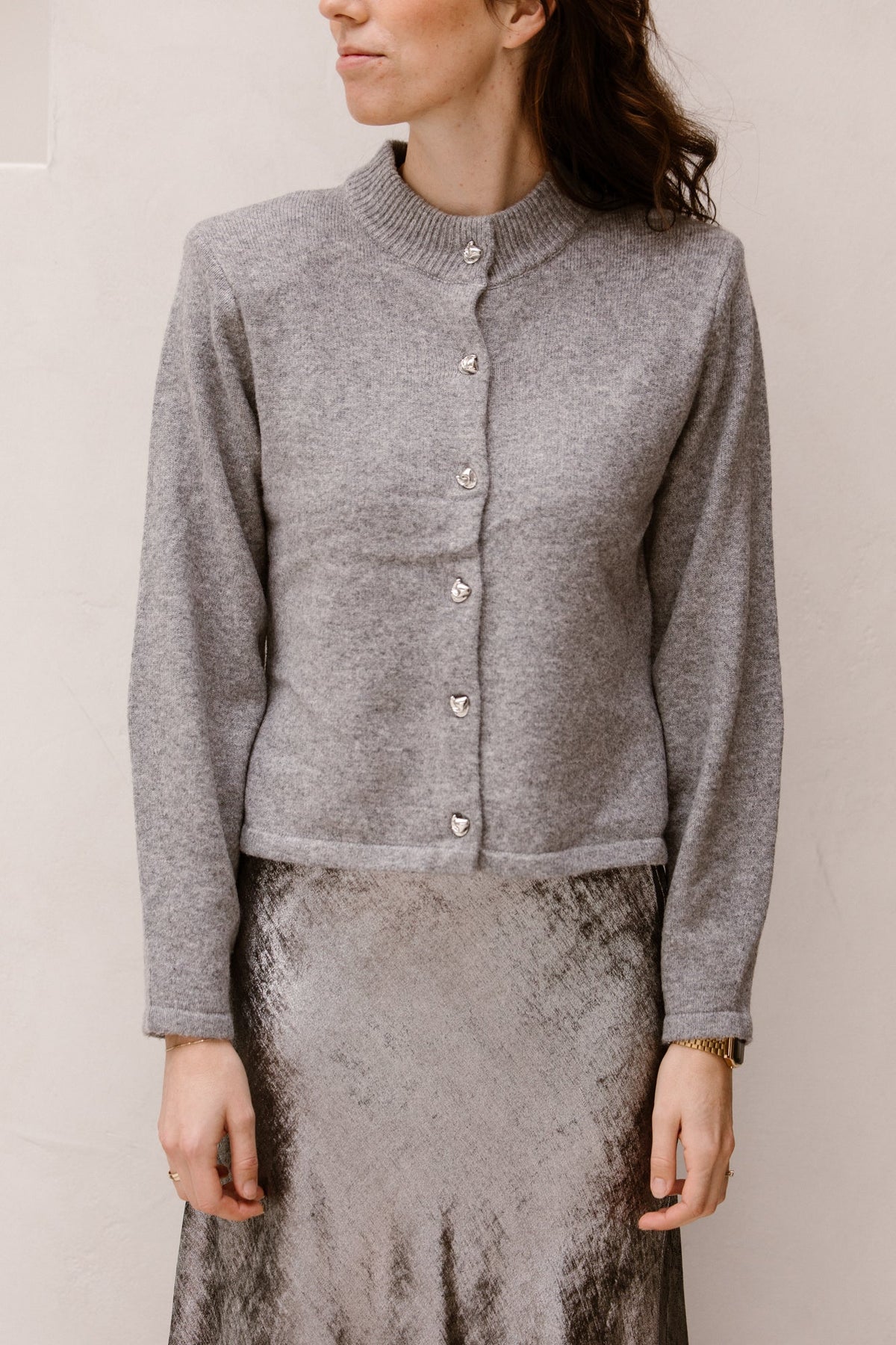 Objzari L/S Knit Cardigan Grey Melange - Bij Keesje - Object