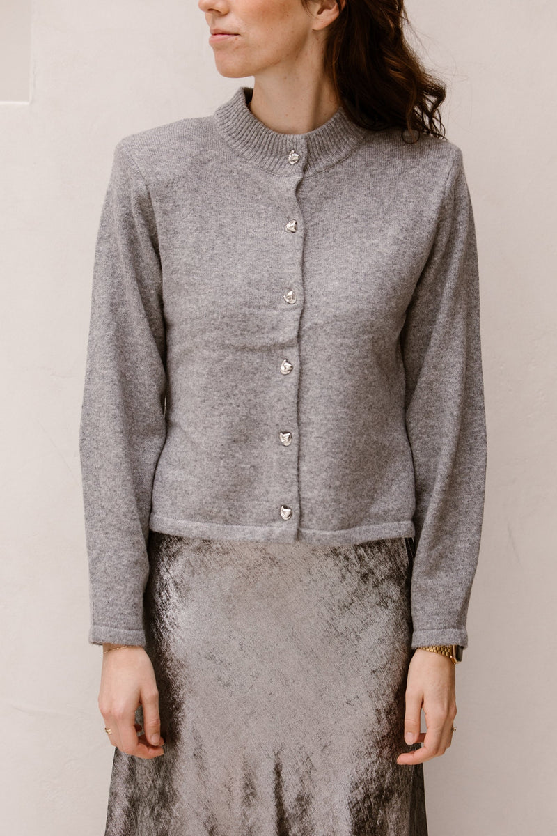 Objzari L/S Knit Cardigan Grey Melange - Bij Keesje - Object