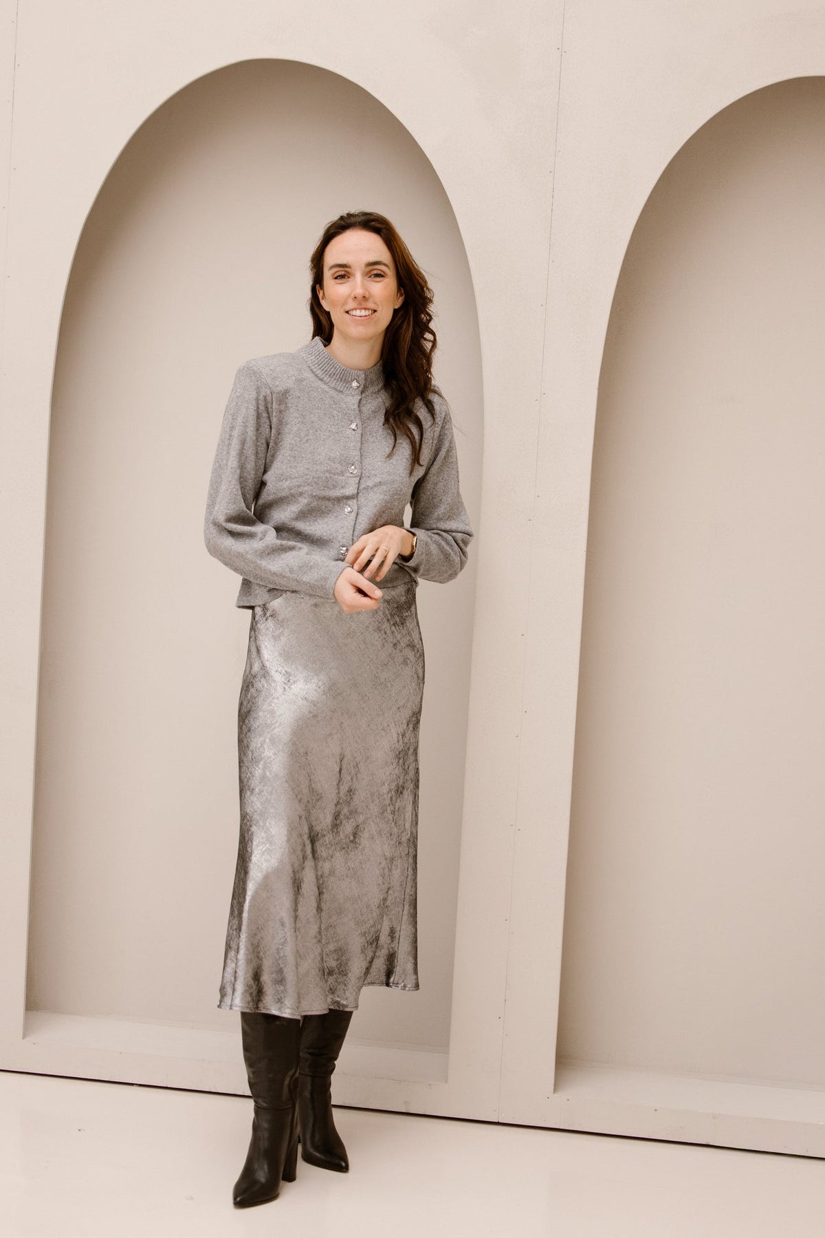 Objzari L/S Knit Cardigan Grey Melange - Bij Keesje - Object