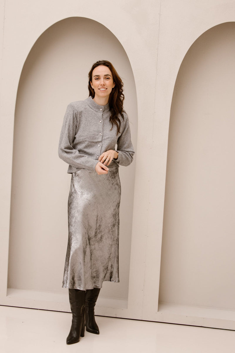 Objzari L/S Knit Cardigan Grey Melange - Bij Keesje - Object