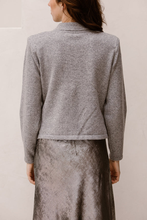 Objzari L/S Knit Cardigan Grey Melange - Bij Keesje - Object