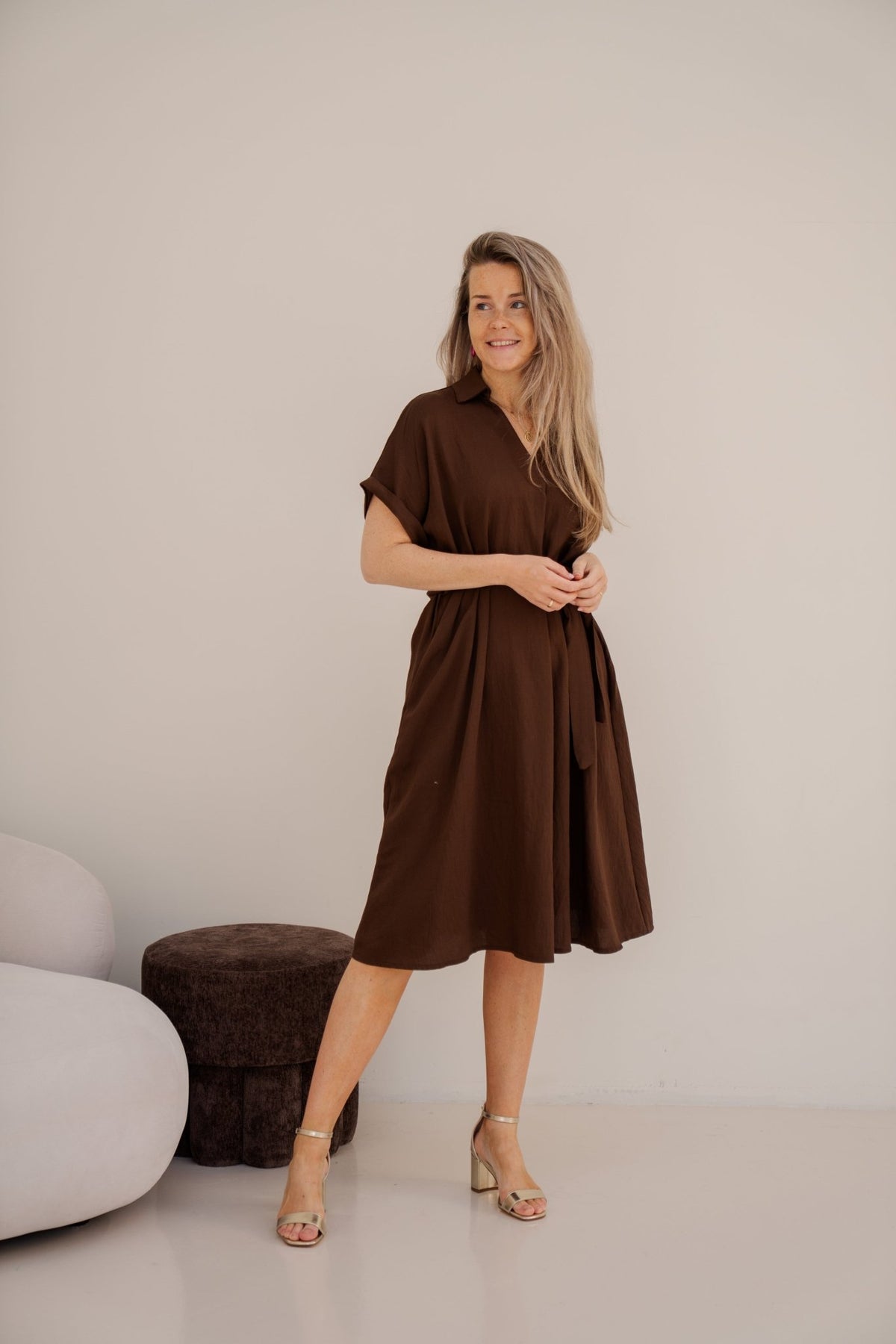 Oda jurk bruin - Bij Keesje - Bij Keesje - Jurk