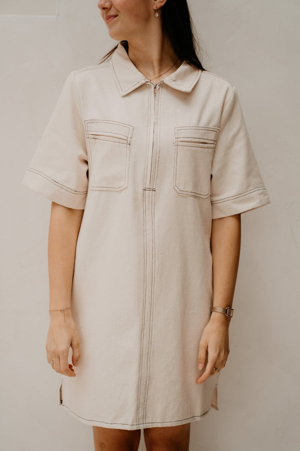 Odine denim dress beige - Bij Keesje - Bij Keesje - Jurk