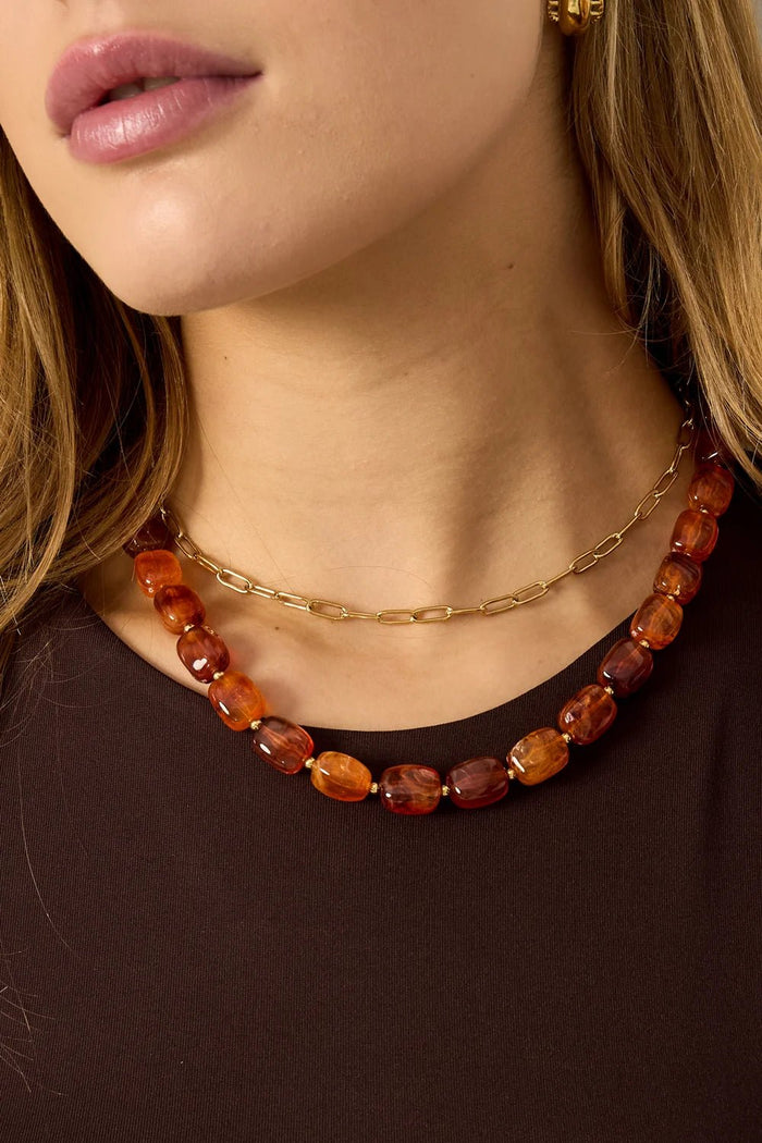 Ofelia ketting kralen bruin - Bij Keesje - Bij Keesje - accessoires