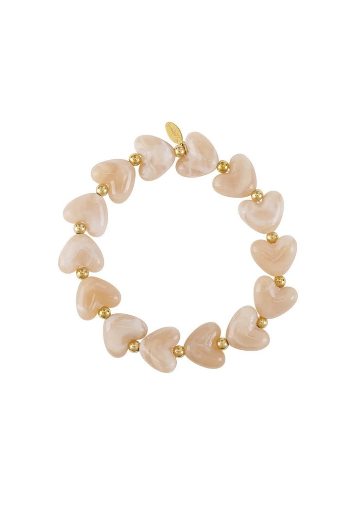 Olga armband hartjes khaki - Bij Keesje - Bij Keesje - accessoires