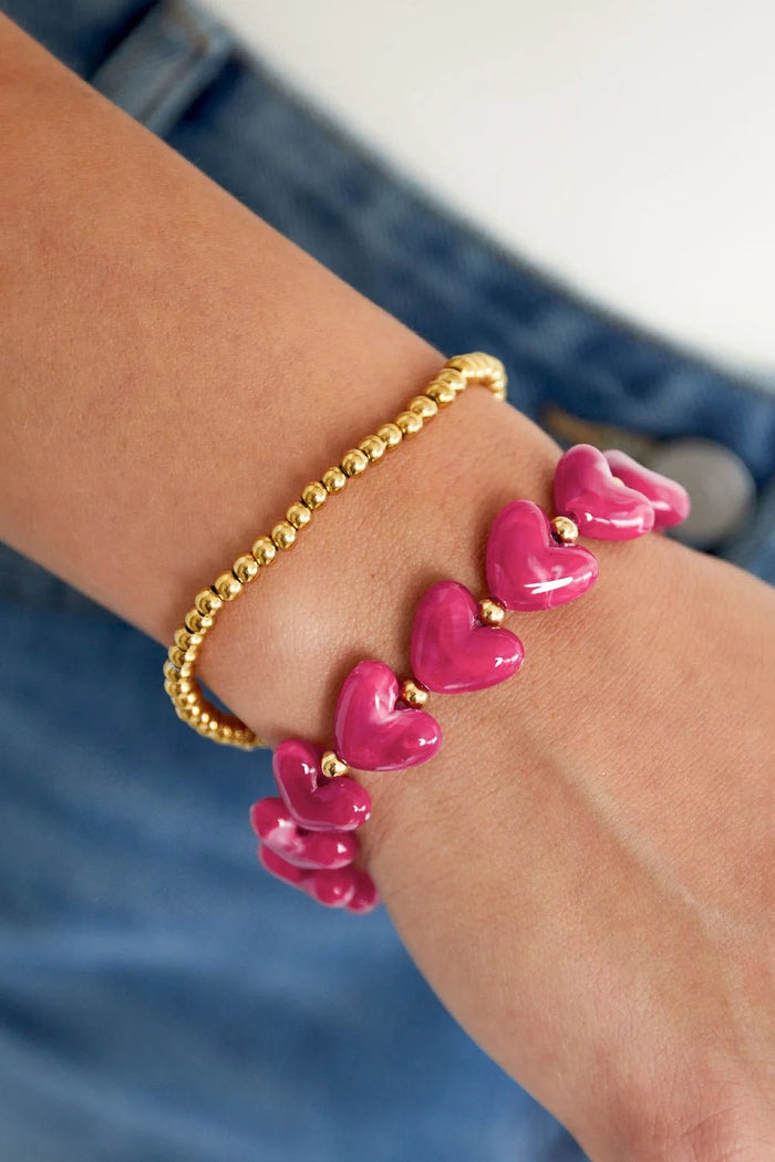 Olga armband hartjes roze - Bij Keesje - Bij Keesje - accessoires