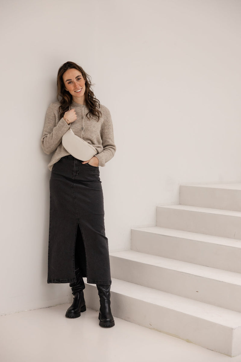 Olia long skirt grey wash - Bij Keesje