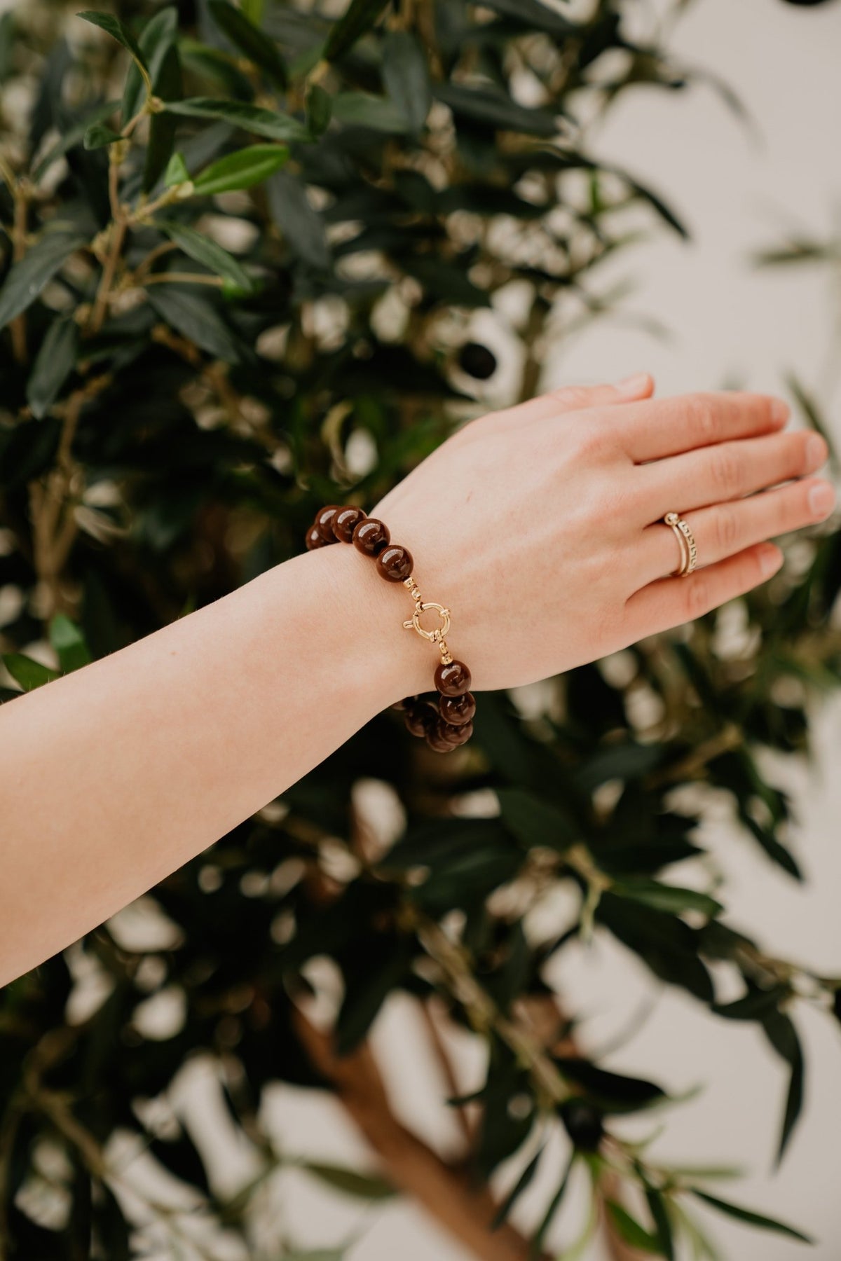 Olivia armband beaded bruin - Bij Keesje - Bij Keesje - accessoires