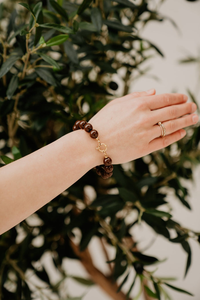 Olivia armband beaded bruin - Bij Keesje - Bij Keesje - accessoires