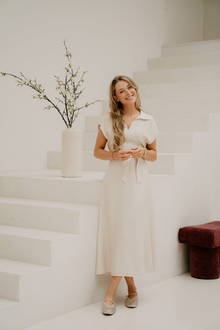 Omira jurk beige - Bij Keesje - Bij Keesje - Jurk